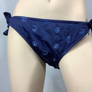 Lucky Brand Blue "Peace" Side Tie Bikini Bottoms